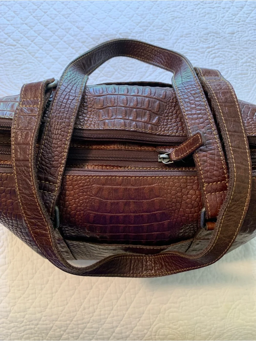 Jack George’s Hornback Croco Satchel Handbag Genuine Buffalo Leather
